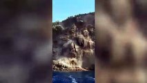 Spaventosa frana a Ventotene, il momento in cui il costone roccioso crolla in mare