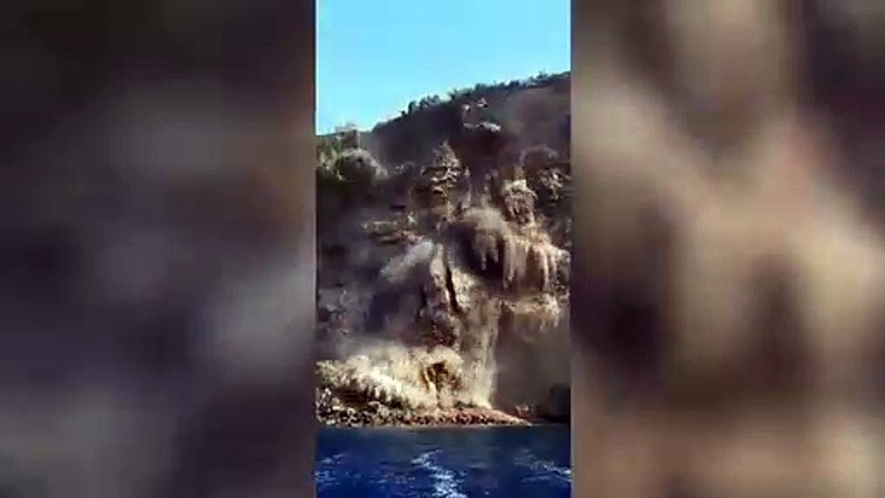 Spaventosa frana a Ventotene, il momento in cui il costone roccioso crolla in mare