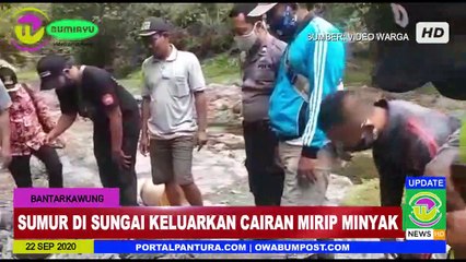 Sumur di Sungai Ciraja Tambakserang, Bantarkawung, Brebes Keluarkan Cairan Mirip Minyak