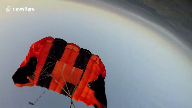Terrifying moment UK skydiver deploys back up parachute after malfunction at 4,000 feet