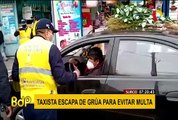 Policía y serenos de Surco capturan a taxista que se dio a la fuga arrollando todo a su paso