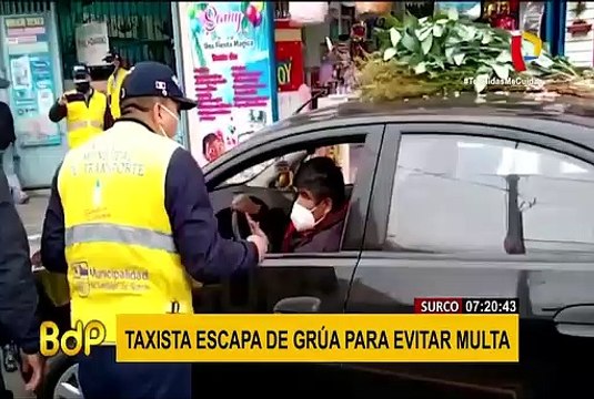 Policía y serenos de Surco capturan a taxista que se dio a la fuga arrollando todo a su paso