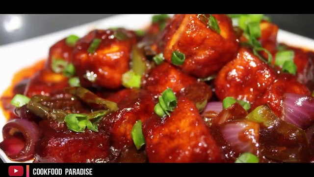 PANEER CHILLI RECIPE - Restaurant Style at Home - पनीर चिल्ली की विधि COOKFOOD PARADISE