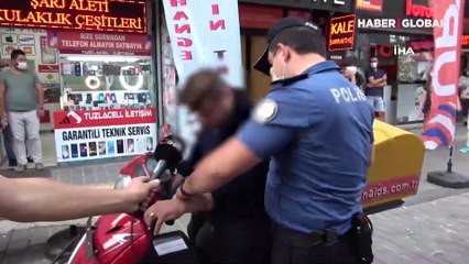 Maskesiz kuryeden polise tehdit: "Bana teşkilatın numarasını gönderin"