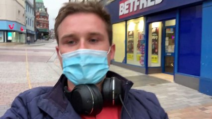 Merthyr Tydfil high street on the evening of its local lockdown.