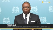 Bénin : compte-rendu du conseil des ministres du mercredi 23 septembre 2020