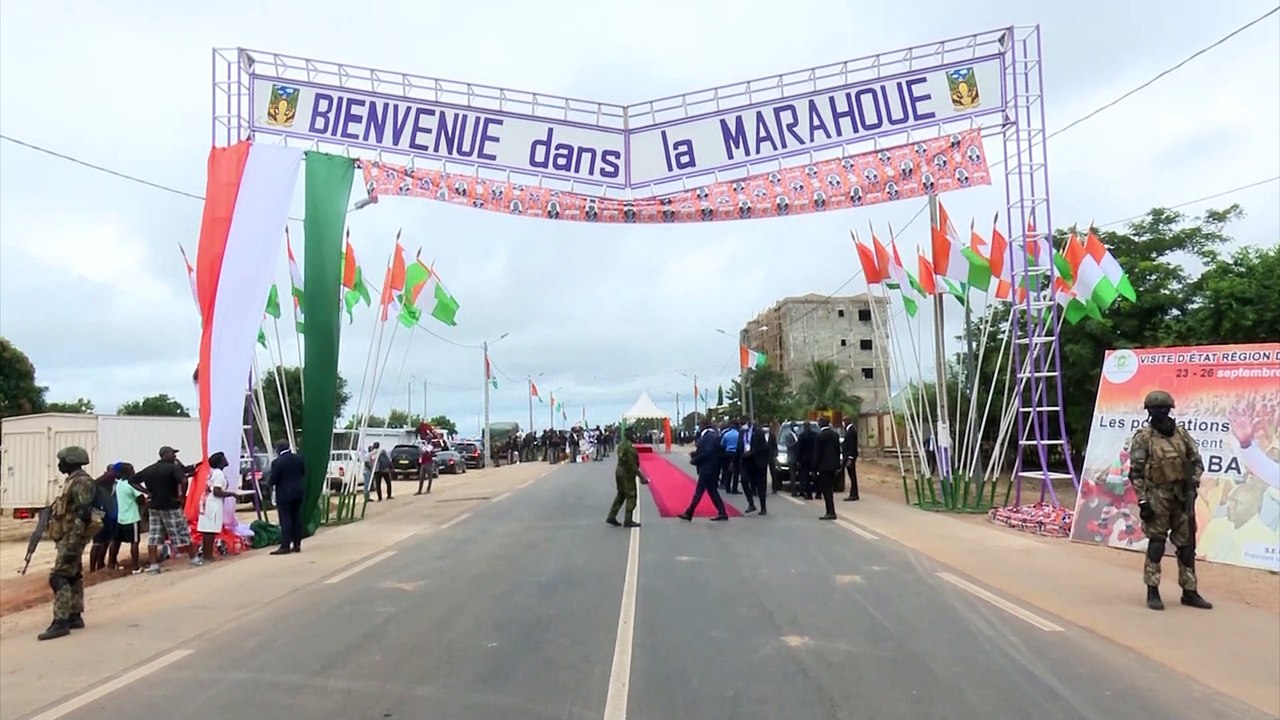 Visite d'Etat dans la Marahoué:  Arrivée du President Alassane Ouattara dans la région