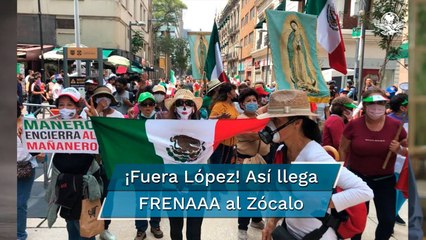 Integrantes del FRENAAA avanzan hacia el Zócalo