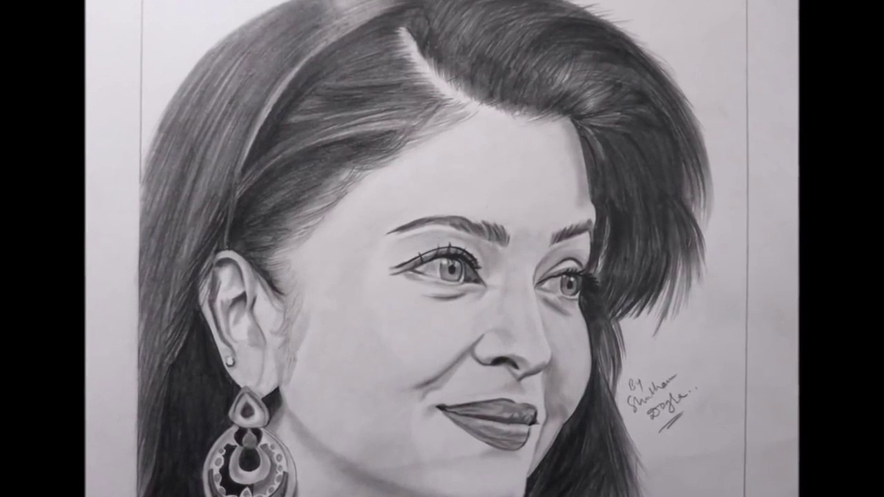 How to draw a girl  (Aishwarya Rai)pencil sketch steps by steps