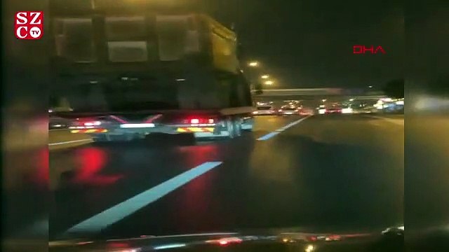 Pendik'te harfiyat kamyonu taşıyan TIR'ın tehlikeli yolculuğu kamerada