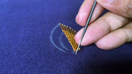 Aari embroidery fishbone stitch tutorial #1