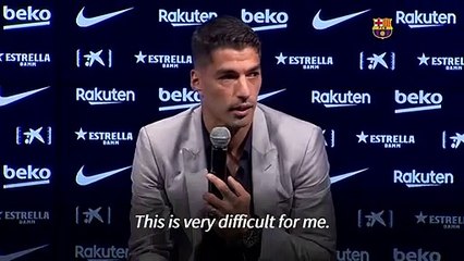 Tearful Luis Suarez says goodbye to Barcelona ahead of Atletico Madrid switch