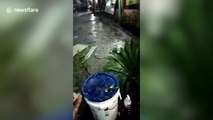 Hail storms hit Indonesia uprooting trees and blowing off roofs