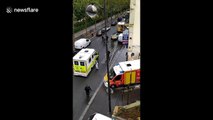 Emergency services attend scene of Paris knife attack