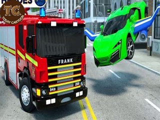 Fire Truck Frank in Situation | Police Car Catches a Flying Sports Car Pest | Wheel City Heroes
