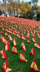 Colocan 53.000 banderas en la M-30 en homenaje a las víctimas del Covid-19