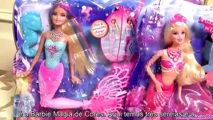 Descargar video: TOYSBR Barbie Pearl Princess Lumina A Sereia das Pérolas Mermaid Ariel e Barbie Cores Mágicas