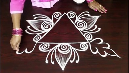 Creative Triangular ,kolam designs  ,  Freehand rangoli,    Muggulu