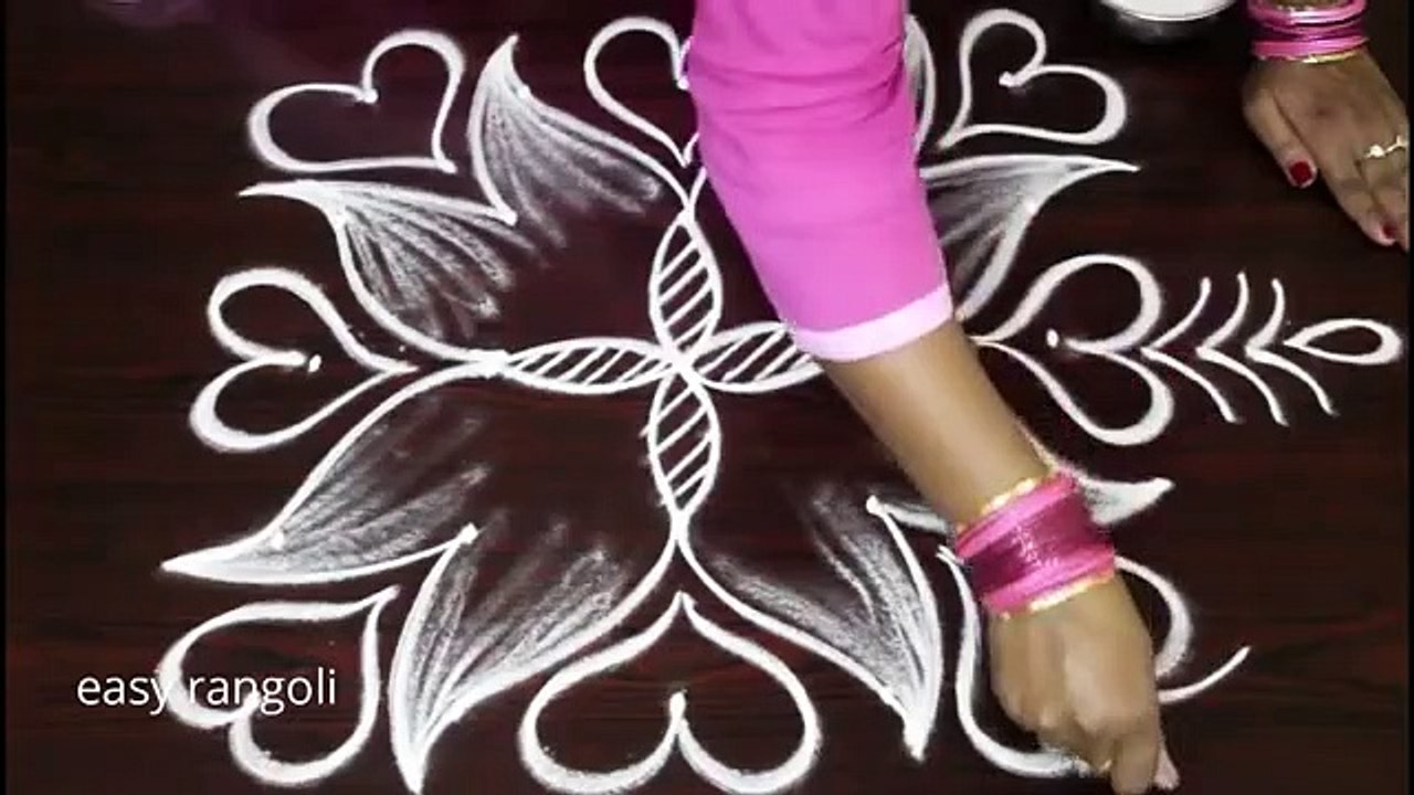 Cute and Amazing ,rangoli & kolam ,designs with 5 dots  ,  Muggulu patterns