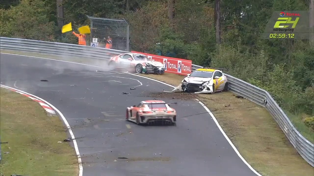 24H Nurburgring 2020 Wehrmann Spins Kramer Schmidt Big Crash Korn Spins on Oil