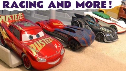 Descargar video: Hot Wheels Racing and More with Disney Cars 3 Lightning McQueen versus Marvel Avengers and DC Comics Batman with the Funny Funlings in these Full Episodes English Toy Story Funling Races for Kids