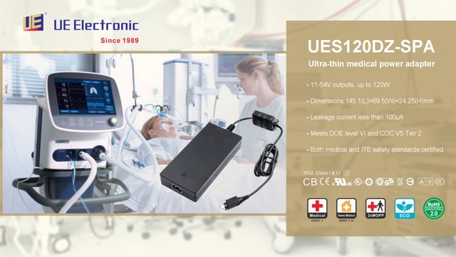 Ультратонкий медицинский адаптер питания: UES120DZ-SPA