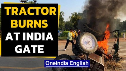 Farm Bills protest: Tractor set on fire at India Gate | Oneindia News