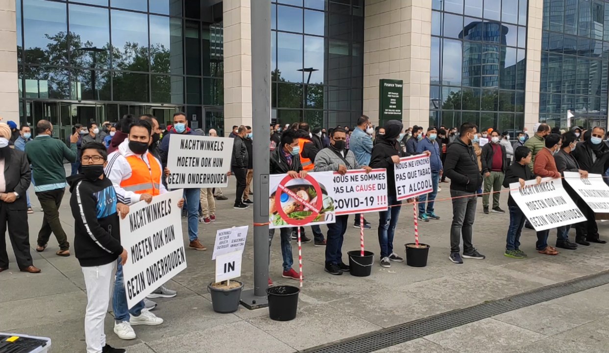 Manifestation des gérants de magasins de nuit à Bruxelles