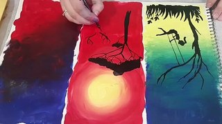 15 |3 Easy acrylic painting for beginners  |painting using primary colours  |Acrylic painting ideas