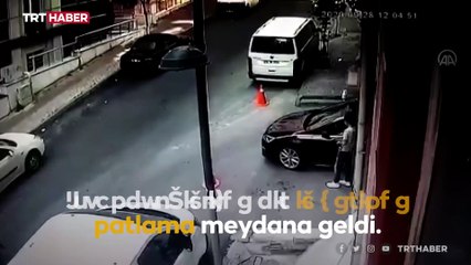 İstanbul'da bir iş yerindeki patlama anı kamerada