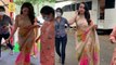 Nora Fatehi looks ravishing in a saree as she shoots in the Film City |FilmiBeat