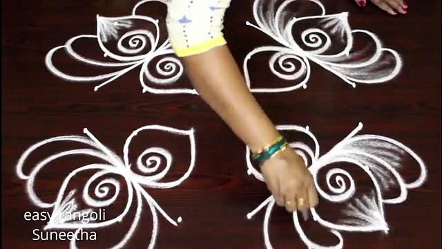 Cute lotus rangoli ,kolam designs by Suneetha , easy n simple small ,Pongal muggulu
