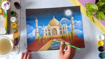 How to draw Taj Mahal painting_ easy and beautiful monument painting __ Pallavi