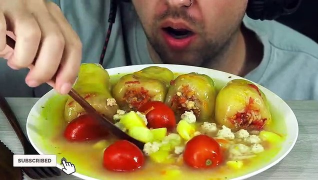 ASMR STUFFED PEPPERS WITH MEAT AND TOMATOES | EATING SOUND (NO TALKING) BEST SOUND