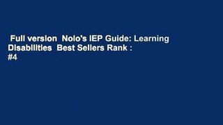 Full version  Nolo's IEP Guide: Learning Disabilities  Best Sellers Rank : #4