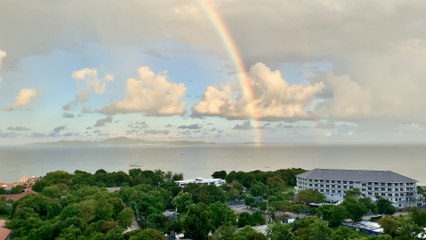Amazing Rainbow Forms After Crazy Lightning & Thunder In Pattaya Thailand
