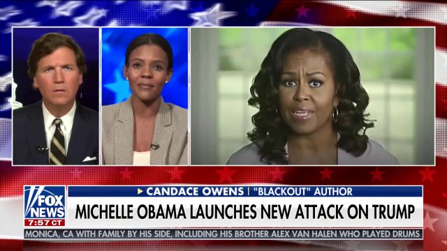 Candace Owens: Michelle Obama destroyed today whatever was left of Barack Obama's legacy. She looked at America & told Americans that if you don't vote the way I tell you to vote you are backward, wrong & this country is racist. Tucker Carlson