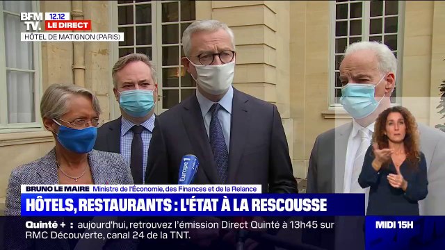 Aides aux hôteliers et restaurateurs: Bruno Le Maire confirme la mise en place d'une indemnisation jusqu'à 10.000 euros en octobre