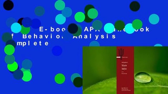 Full E-book APA Handbook of Behavior Analysis Complete