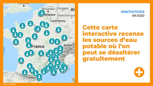 Cette carte interactive recense les sources d'eau potable où l'on peut se désaltérer gratuitement