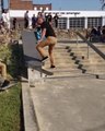 Skateboarder Attempting Trick on Flight of Stairs Ends Up Hitting Head on Curb