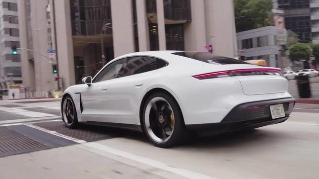 The new Porsche Taycan 4S in Carrara White Driving Video