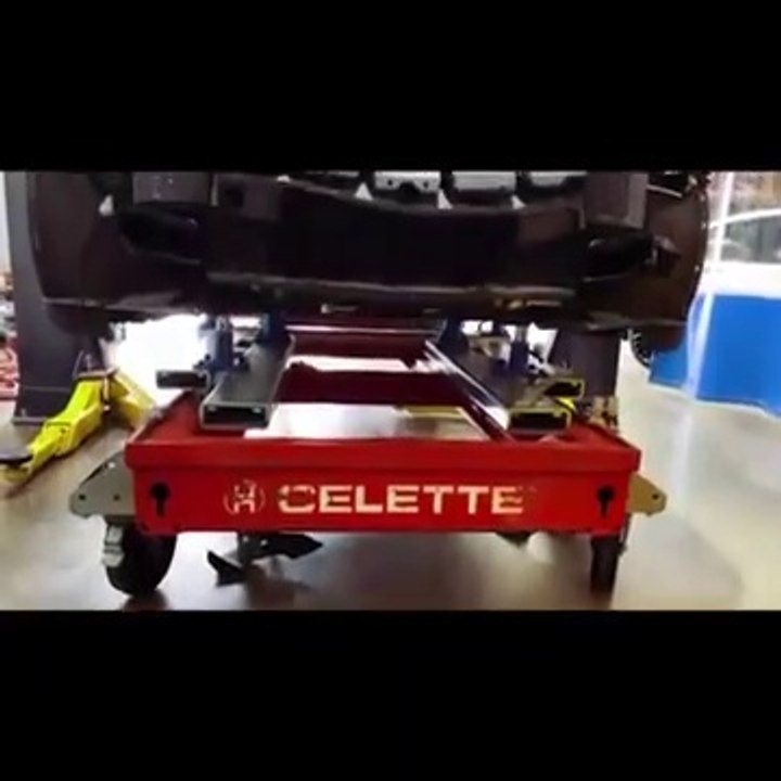 Chevrolet Corvette Stingray collision repair on a Celette car frame machine at LA Collision Center