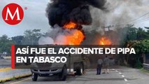 Pipa explota en Tabasco dejando un saldo de cuatro muertos