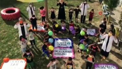 Anaokulu öğrencilerinden anlamlı korona virüs mesajı