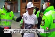 Ladrón se esconde en vivienda de vecinos y roba cargador portátil