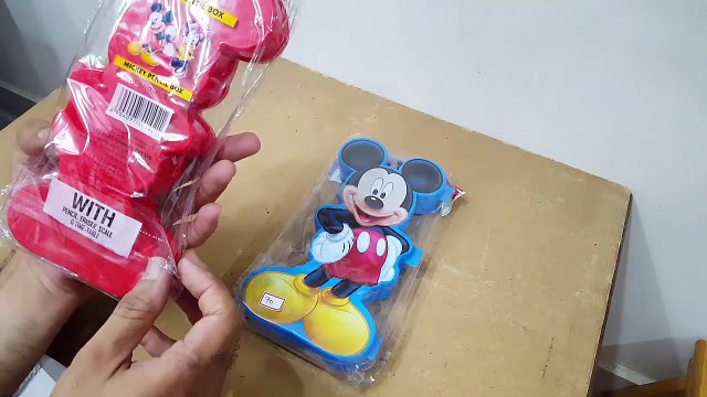 Unboxing and review of SKI Plastic mikey mouse pencil box for kids gift