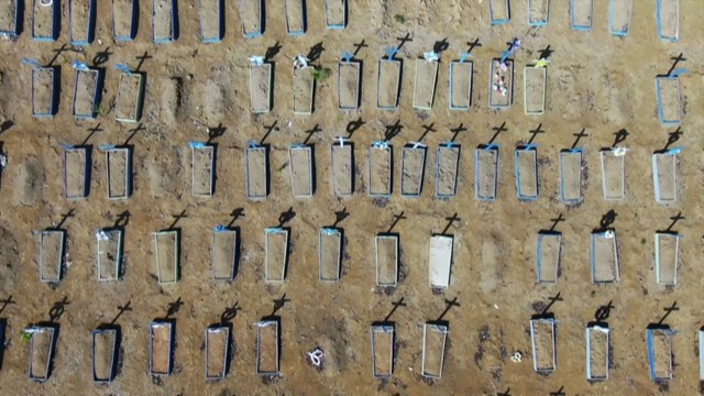 Never-ending cemeteries stretch across Brazilian cities as coronavirus cases soar