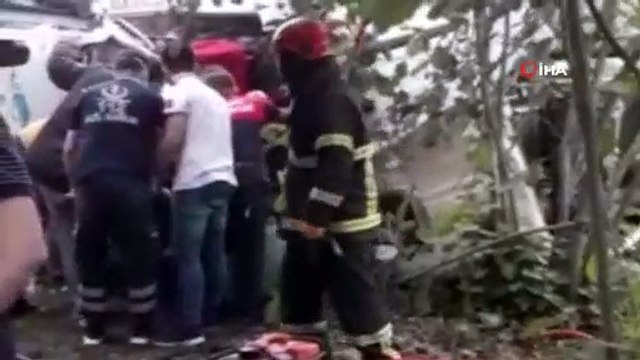 Kontrolden çıkan beton mikseri yan yattı: 1 yaralı