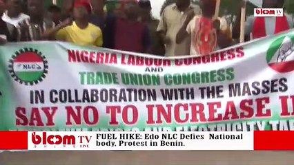 Edo NLC, TUC defy National body, protest against fuel hike in Benin city